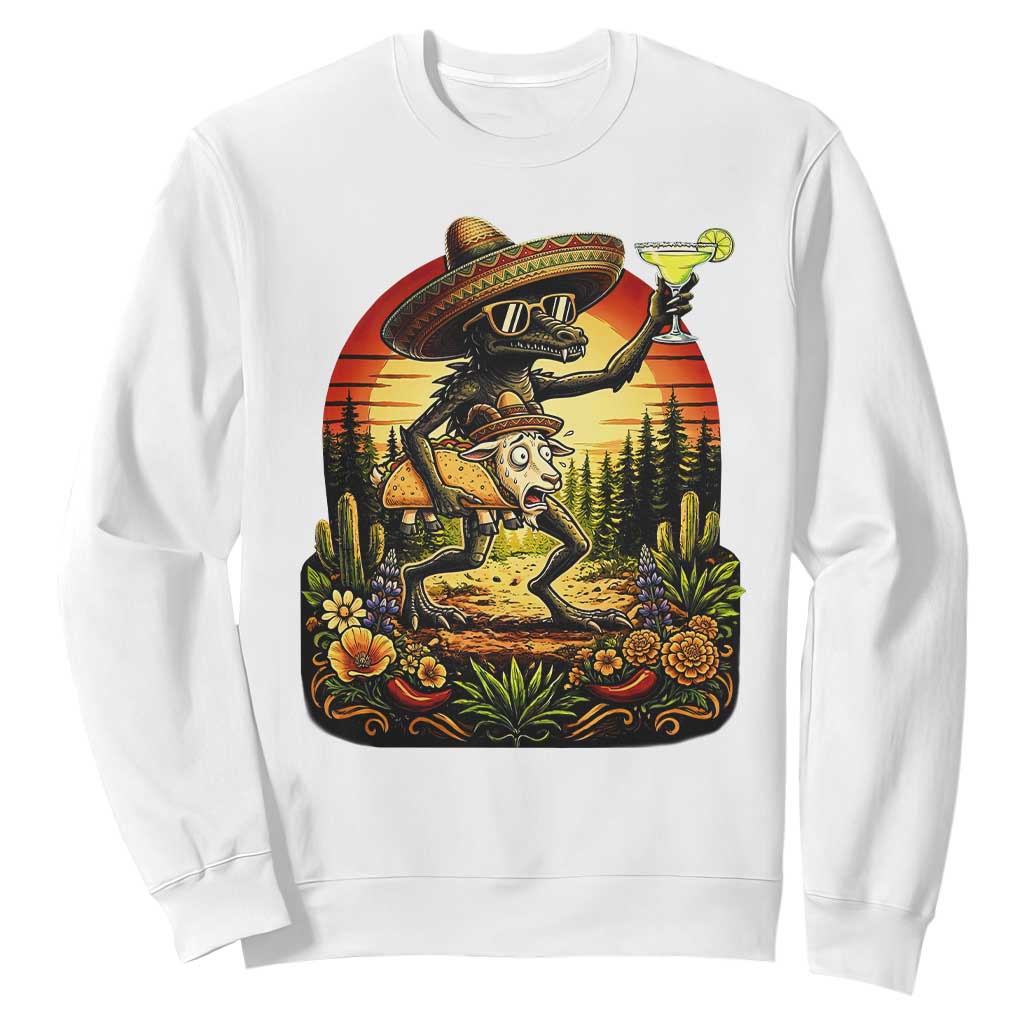 Funny Chupacabra Goat Taco Lover Sweatshirt Cinco De Mayo Party Gift TS12 White Print Your Wear