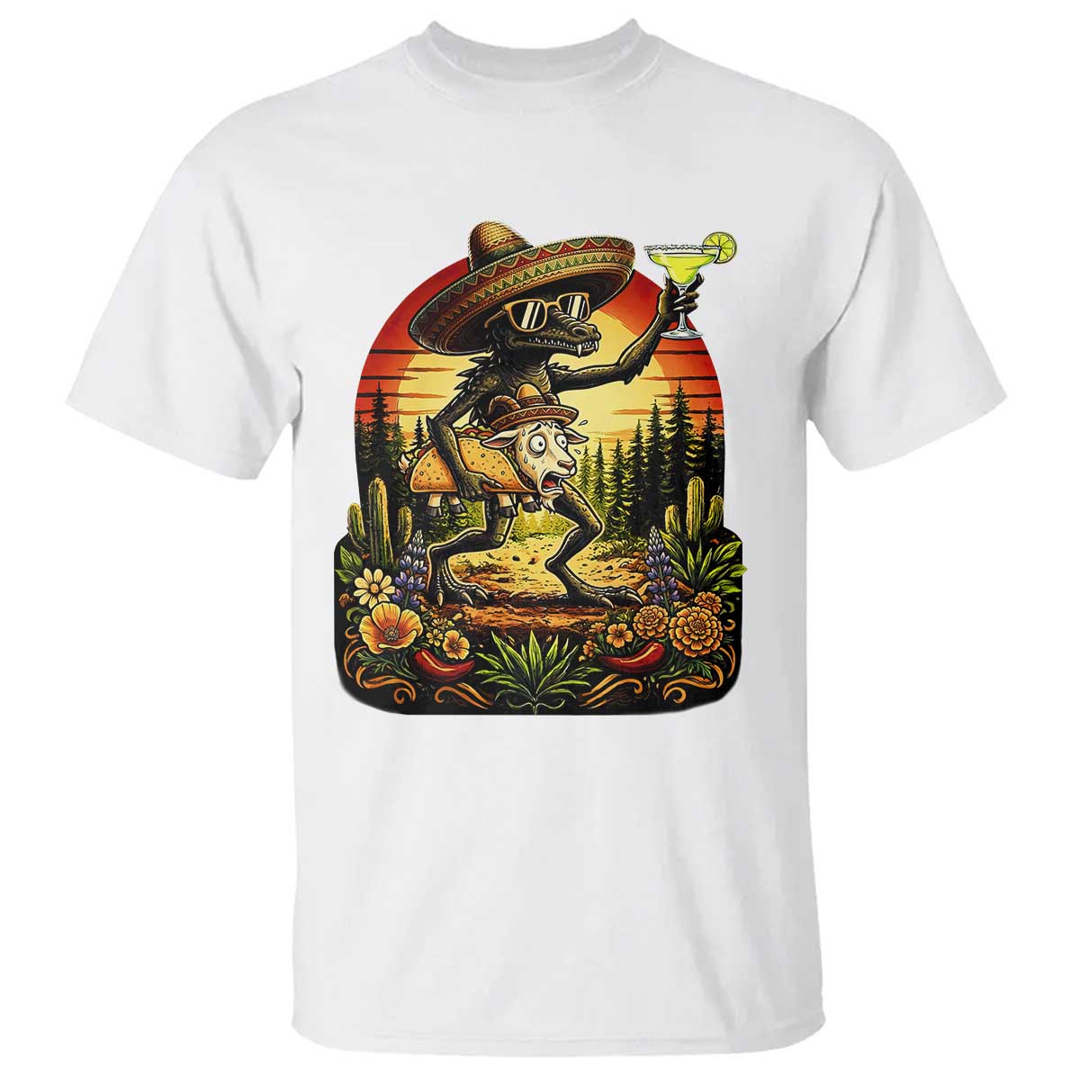 Funny Chupacabra Goat Taco Lover T Shirt Cinco De Mayo Party Gift TS12 White Print Your Wear