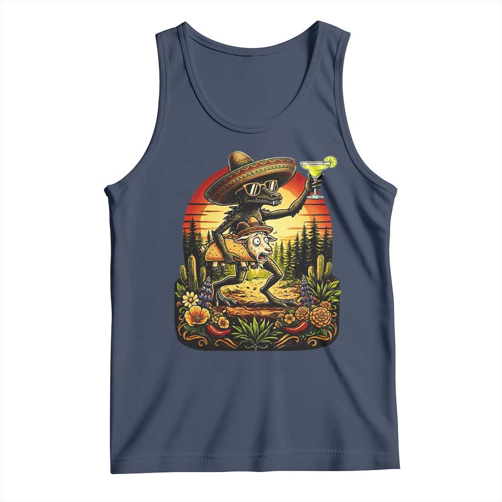 Funny Chupacabra Goat Taco Lover Tank Top Cinco De Mayo Party Gift TS12 Navy Print Your Wear
