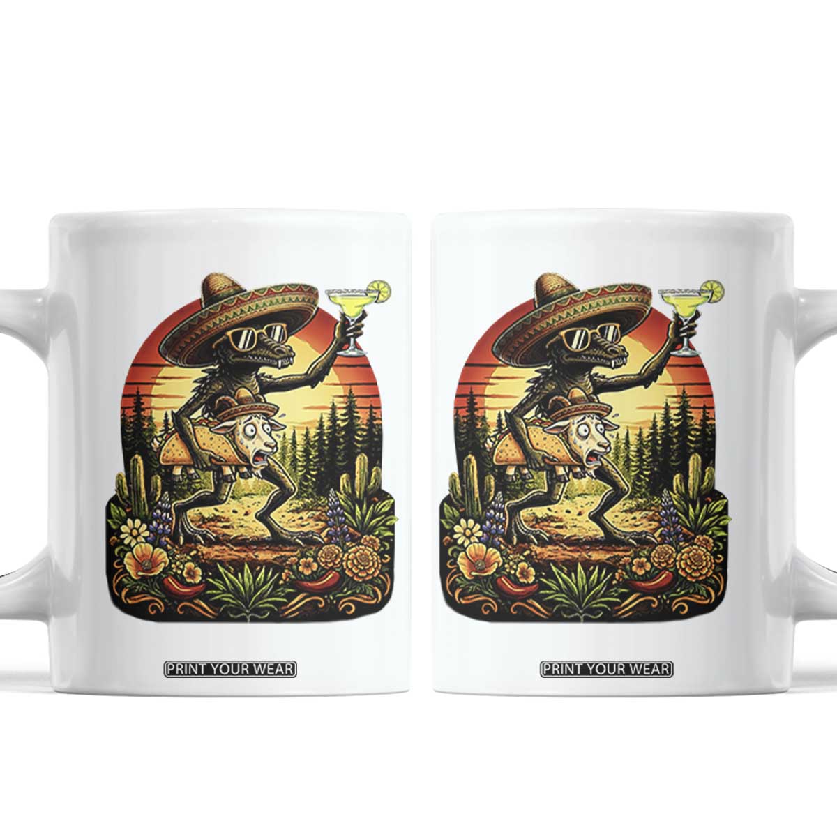 Funny Chupacabra Goat Taco Lover Coffee Mug Cinco De Mayo Party Gift TS12 White Print Your Wear