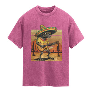 Funny Cinco De Mayo Chupacabra Washed Cotton T-Shirt Guitar Fiesta Gift