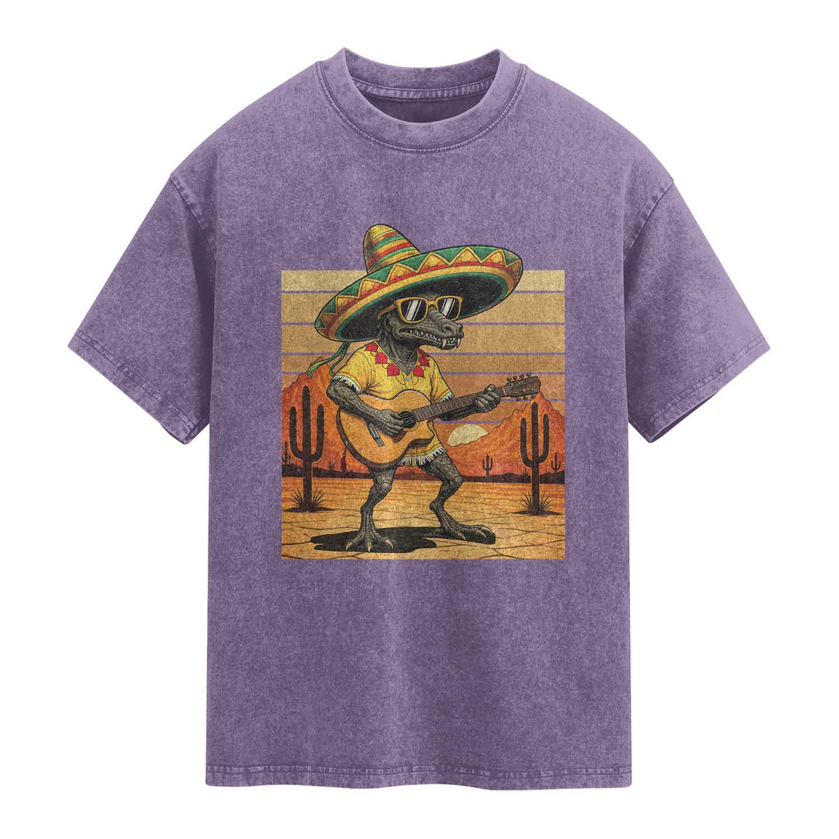 Funny Cinco De Mayo Chupacabra Washed Cotton T-Shirt Guitar Fiesta Gift