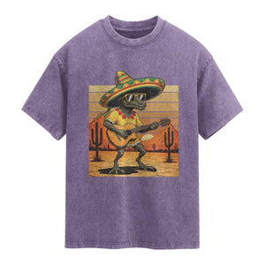 Funny Cinco De Mayo Chupacabra Washed Cotton T-Shirt Guitar Fiesta Gift