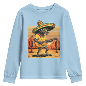 Funny Cinco De Mayo Chupacabra Youth Sweatshirt Guitar Fiesta Gift TS12 Light Blue Print Your Wear