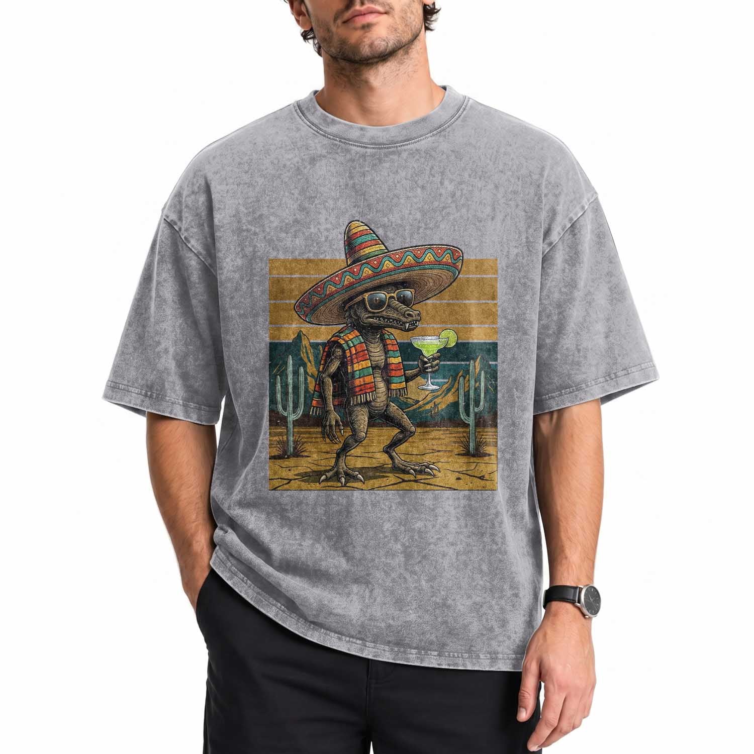 Funny Chupacabra Fiesta Washed Cotton T-Shirt Cinco De Mayo Gift