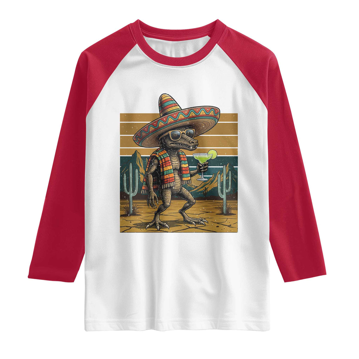 Funny Chupacabra Fiesta Raglan Shirt Cinco De Mayo Gift TS12 White Red Print Your Wear