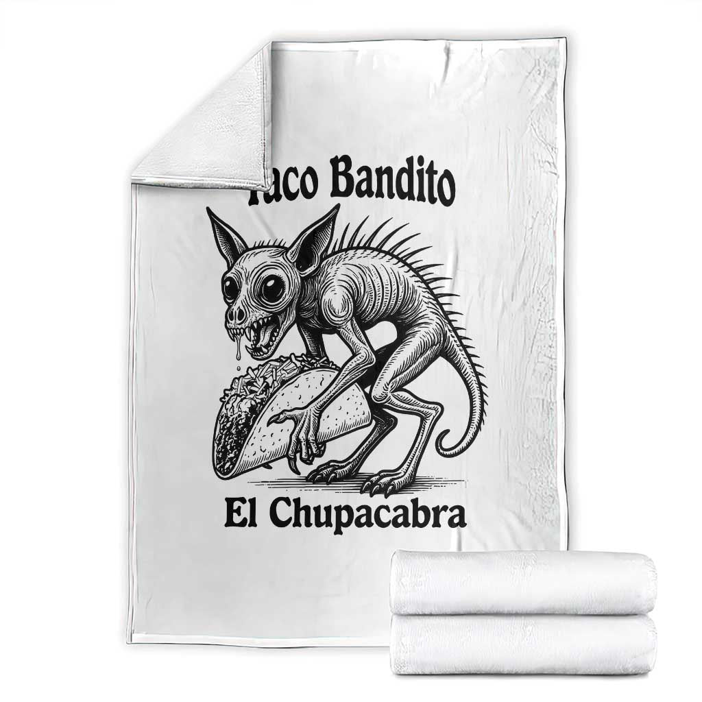 Funny Chupacabra Taco Bandito Throw Blanket Gift For Mexican Food Fan TS12 White Print Your Wear