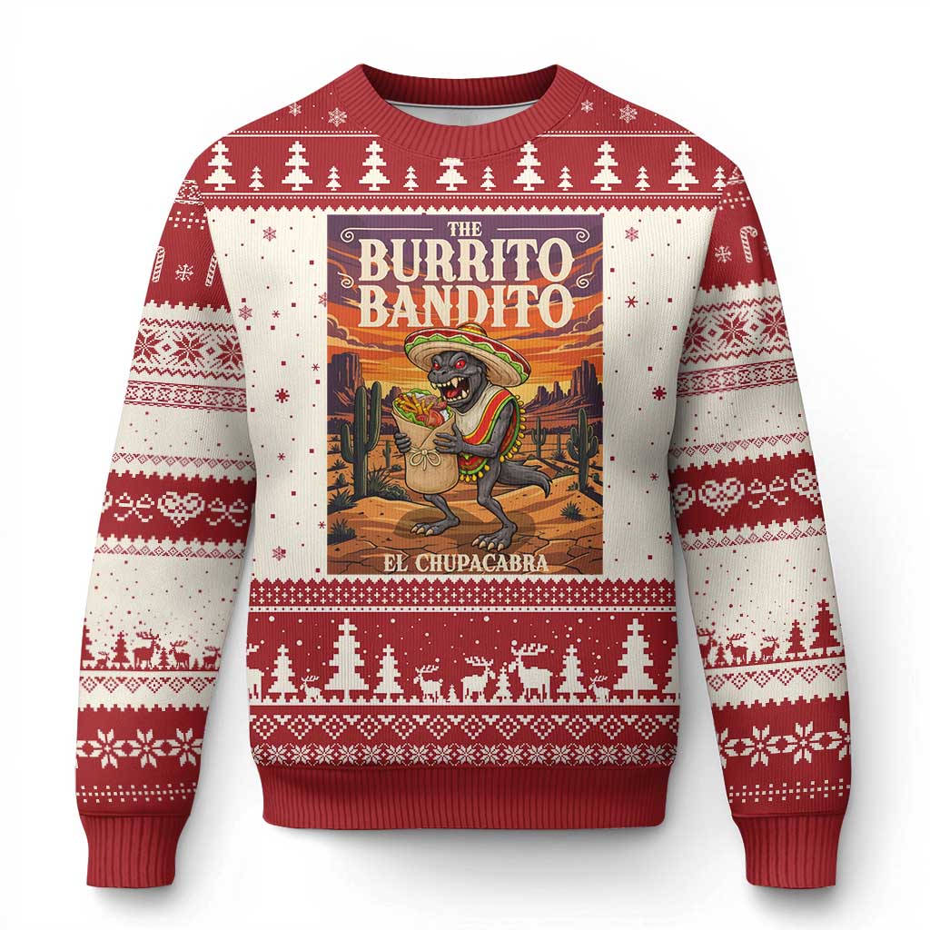 Funny El Chupacabra Burrito Bandito Ugly Christmas Sweater Cinco De Mayo Gift TS12 Beige Red Print Your Wear