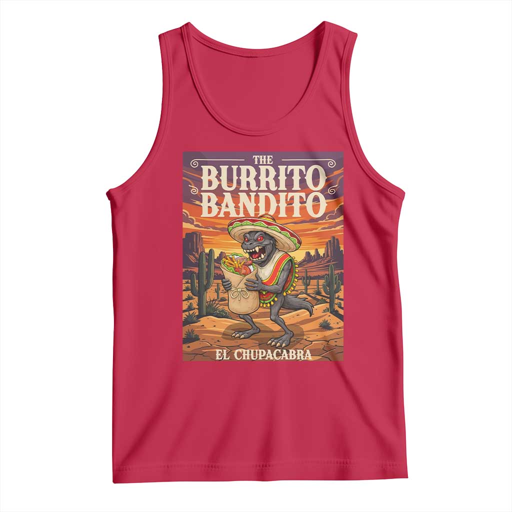 Funny El Chupacabra Burrito Bandito Tank Top Cinco De Mayo Gift TS12 Red Print Your Wear