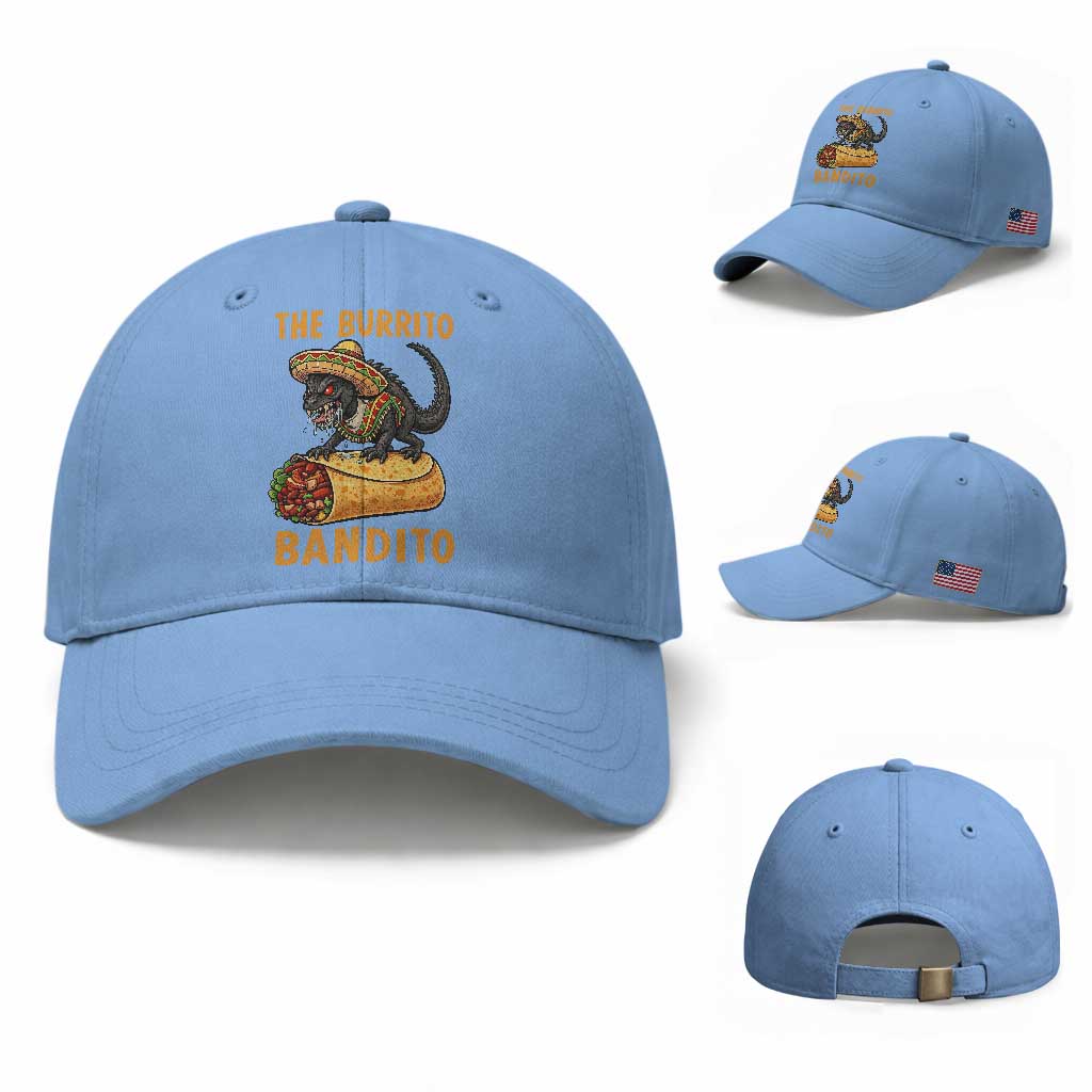 Funny Cinco De Mayo Chupacabra Baseball Cap The Burrito Bandito TS12 Baseball Cap Universal Fit Light Blue Print Your Wear