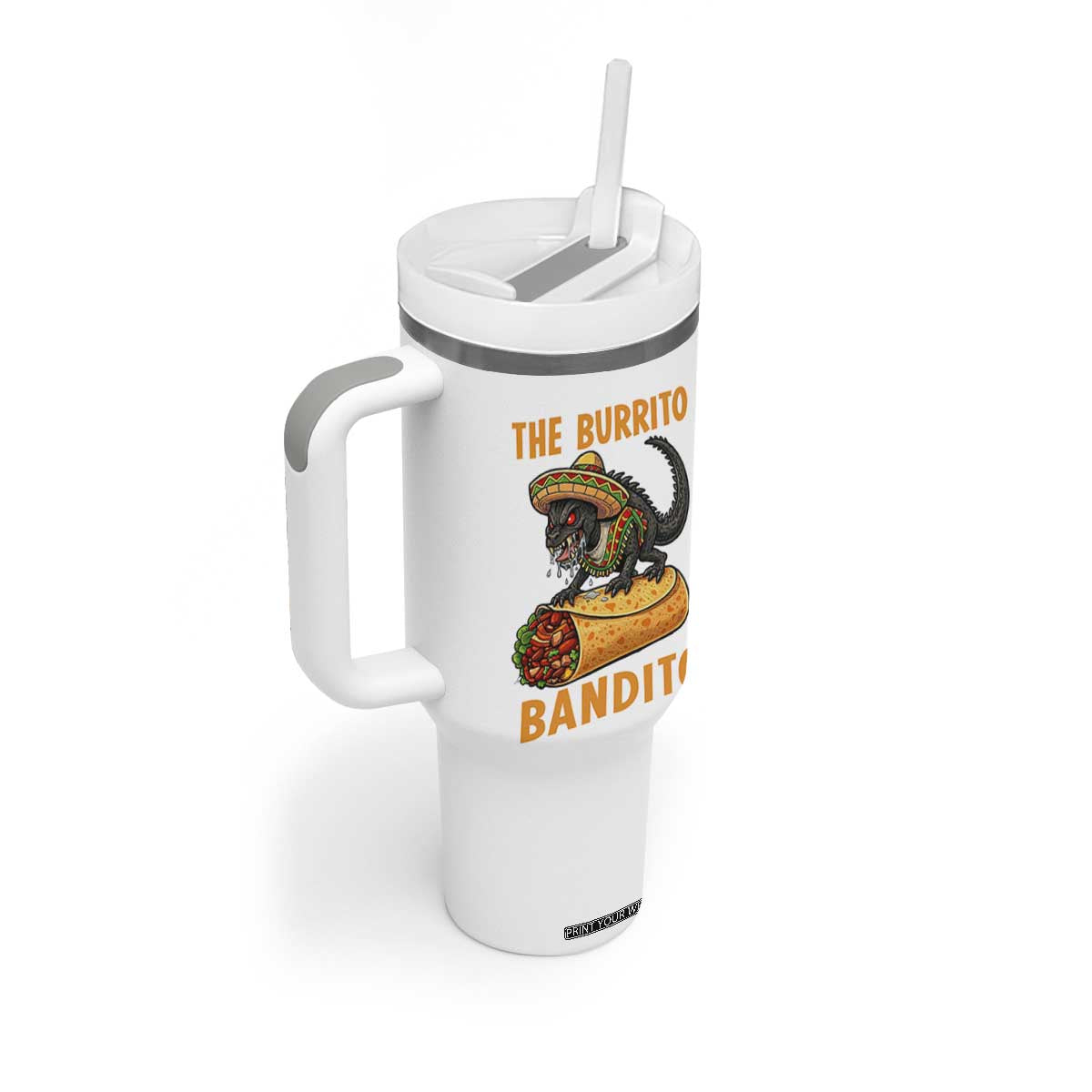 Funny Cinco De Mayo Chupacabra Tumbler With Handle The Burrito Bandito TS12 Print Your Wear