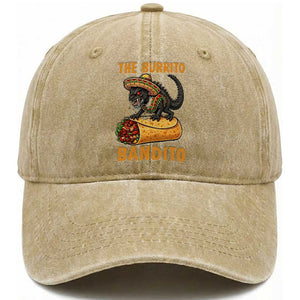Funny Cinco De Mayo Chupacabra Washed Cotton Baseball Cap The Burrito Bandito TS12 Print Your Wear