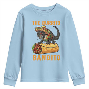 Funny Cinco De Mayo Chupacabra Youth Sweatshirt The Burrito Bandito TS12 Light Blue Print Your Wear