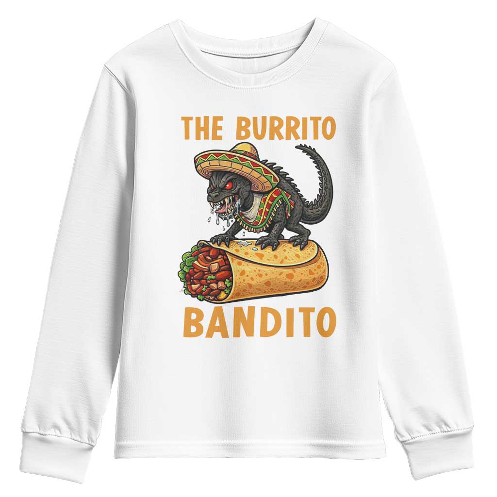 Funny Cinco De Mayo Chupacabra Youth Sweatshirt The Burrito Bandito TS12 White Print Your Wear