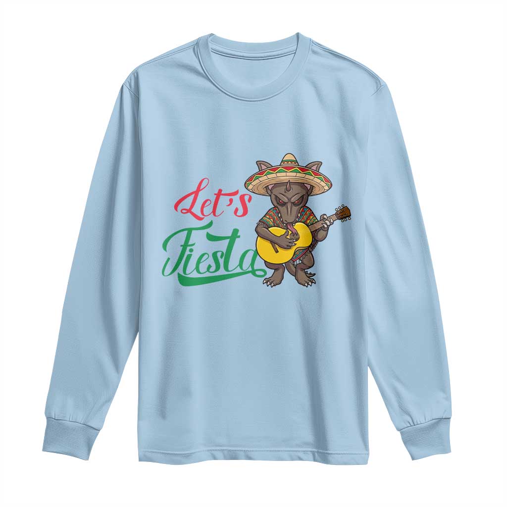 Funny Cinco De Mayo Chupacabra Long Sleeve Shirt Lets Fiesta TS12 Light Blue Print Your Wear