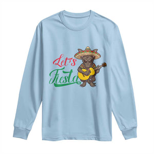 Funny Cinco De Mayo Chupacabra Long Sleeve Shirt Lets Fiesta TS12 Light Blue Print Your Wear