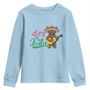 Funny Cinco De Mayo Chupacabra Youth Sweatshirt Lets Fiesta TS12 Light Blue Print Your Wear