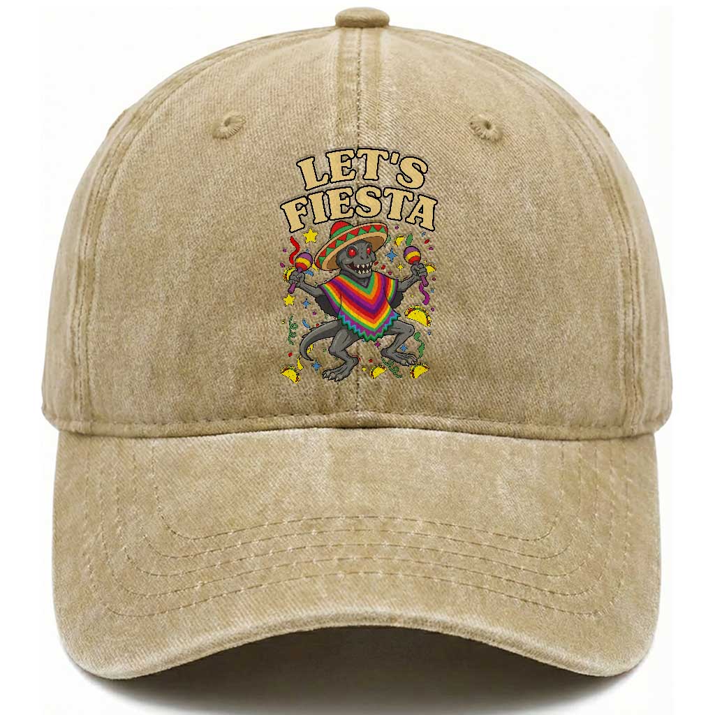 Funny Chupacabra Lets Fiesta Washed Cotton Baseball Cap Cinco De Mayo Gift TS12 Print Your Wear
