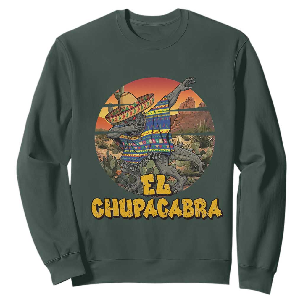 Funny Cinco De Mayo Cryptid Lover Gift Sweatshirt El Squatcho Dabbing TS12 Dark Forest Green Print Your Wear