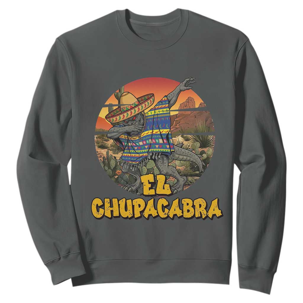 Funny Cinco De Mayo Cryptid Lover Gift Sweatshirt El Squatcho Dabbing TS12 Dark Heather Print Your Wear