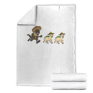 Funny Mexican Fiesta Gift Throw Blanket Chupacabra Chasing Taco Goat TS12 White Print Your Wear