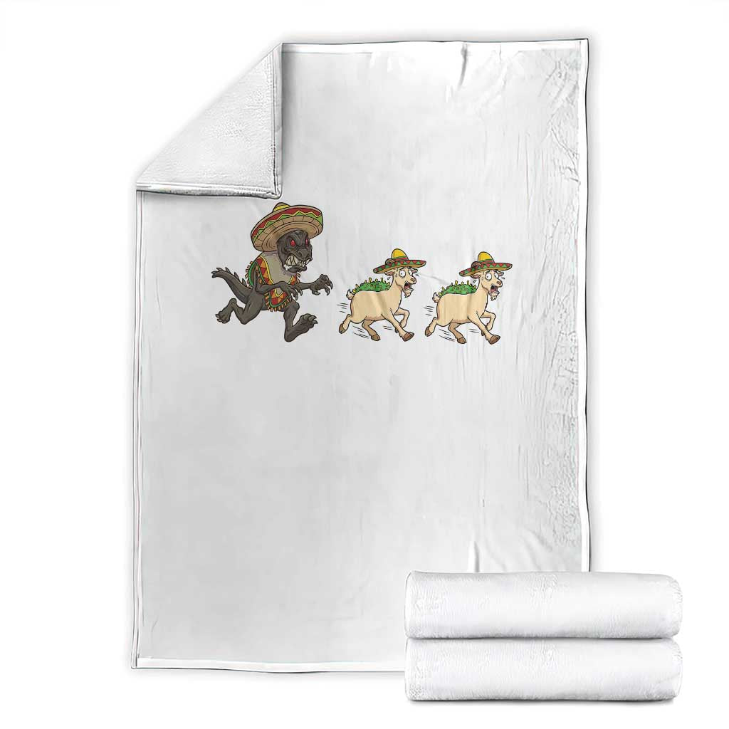 Funny Mexican Fiesta Gift Throw Blanket Chupacabra Chasing Taco Goat TS12 White Print Your Wear