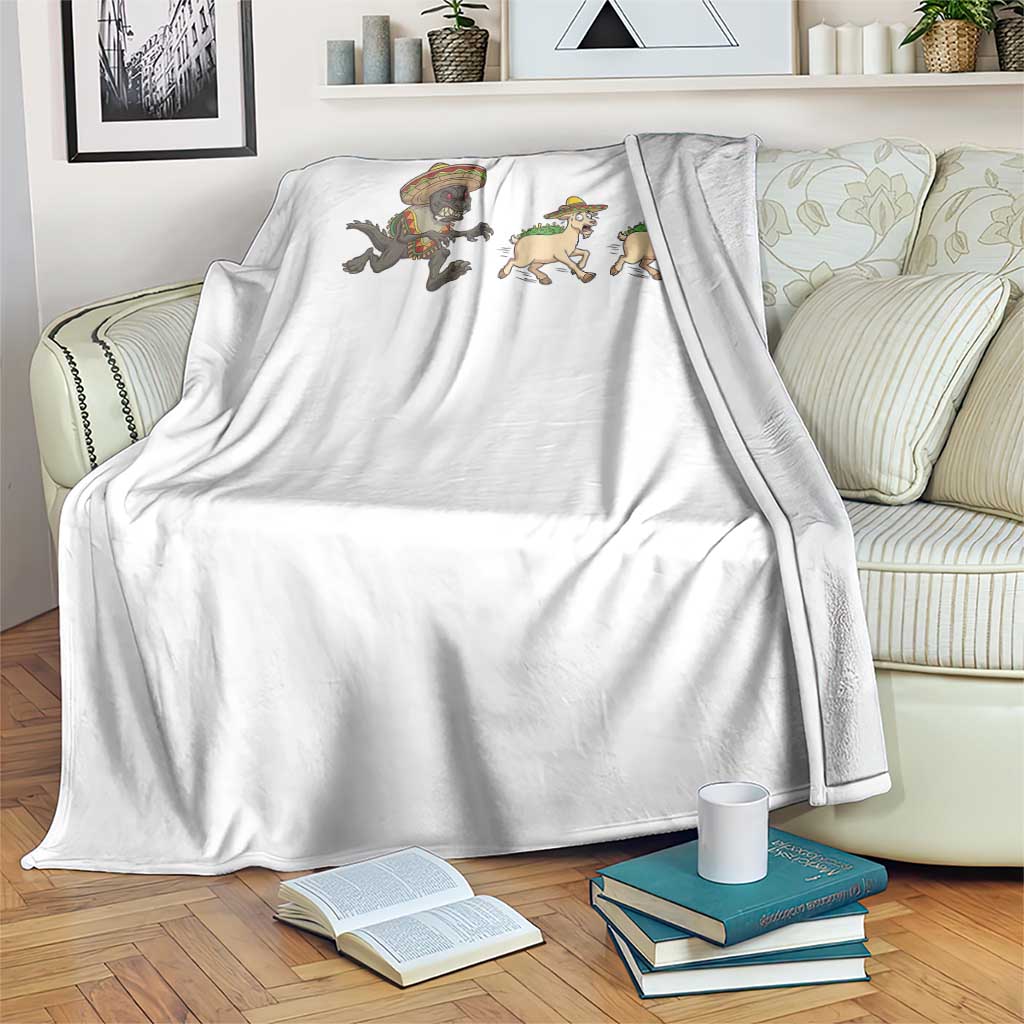 Funny Mexican Fiesta Gift Throw Blanket Chupacabra Chasing Taco Goat TS12 Print Your Wear