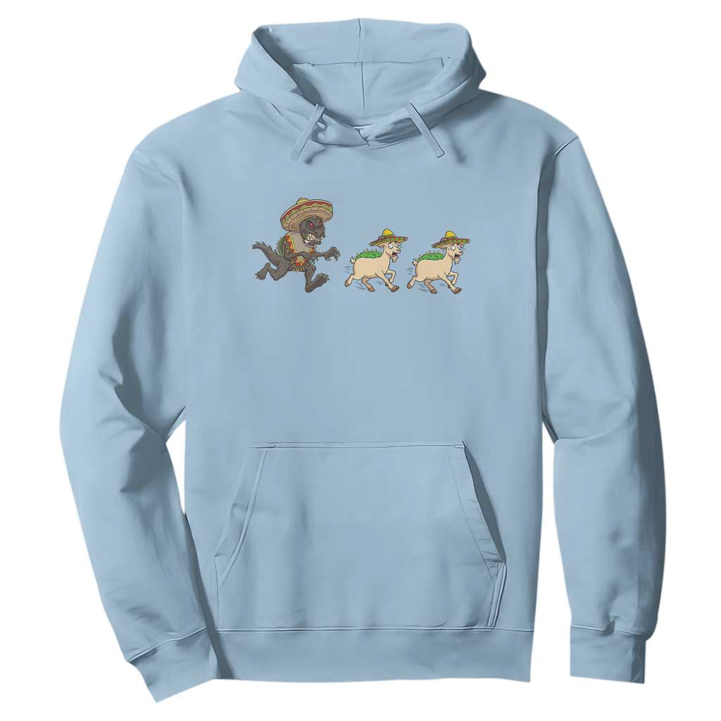 Funny Mexican Fiesta Gift Hoodie Chupacabra Chasing Taco Goat TS12 Light Blue Print Your Wear