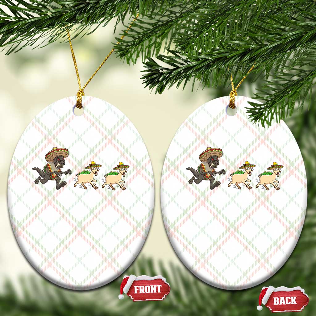 Funny Mexican Fiesta Gift Ceramic Ornament Chupacabra Chasing Taco Goat TS12 Print Your Wear