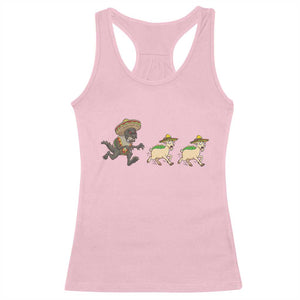 Funny Mexican Fiesta Gift Racerback Tank Top Chupacabra Chasing Taco Goat TS12 Light Pink Print Your Wear