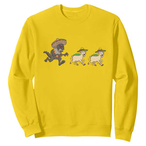 Funny Mexican Fiesta Gift Sweatshirt Chupacabra Chasing Taco Goat TS12 Daisy Print Your Wear