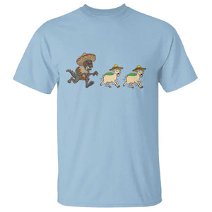 Funny Mexican Fiesta Gift T Shirt Chupacabra Chasing Taco Goat TS12 Light Blue Print Your Wear