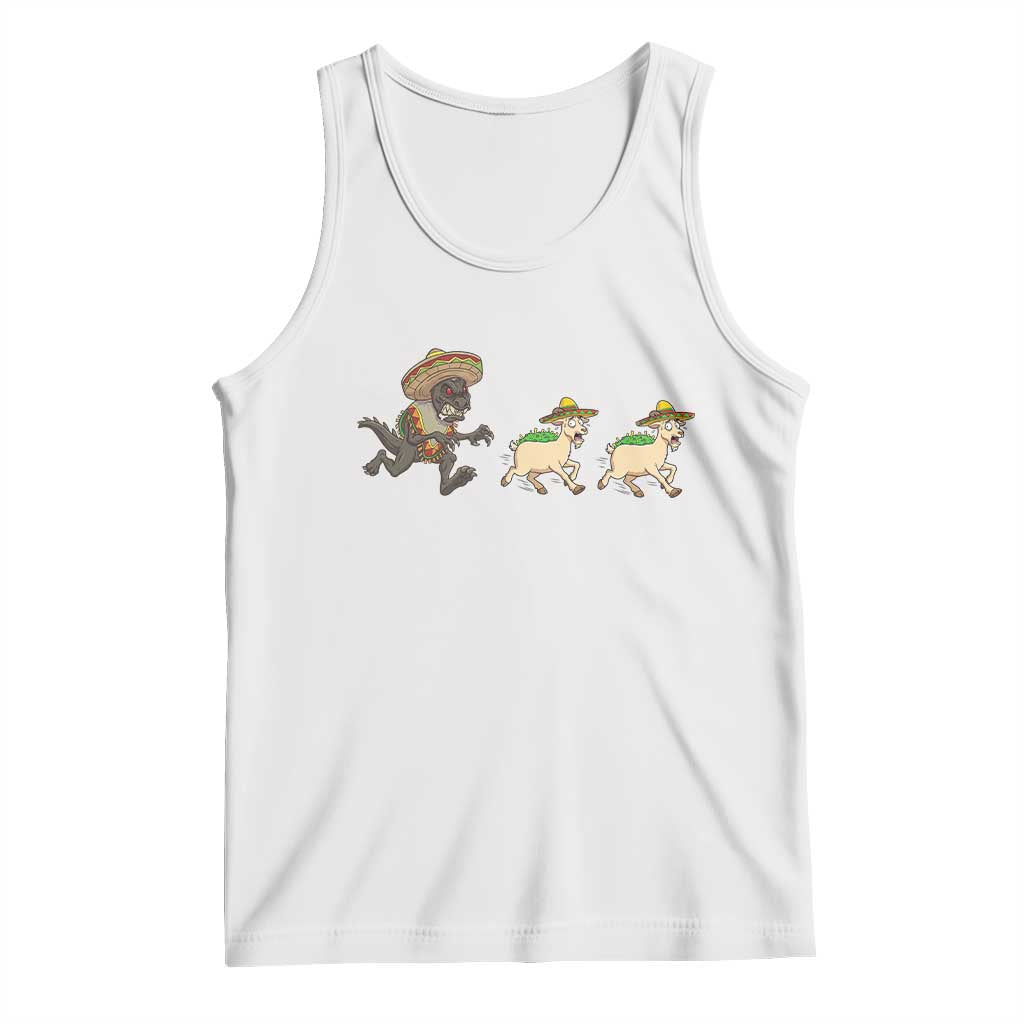 Funny Mexican Fiesta Gift Tank Top Chupacabra Chasing Taco Goat TS12 White Print Your Wear