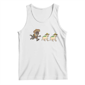 Funny Mexican Fiesta Gift Tank Top Chupacabra Chasing Taco Goat TS12 White Print Your Wear