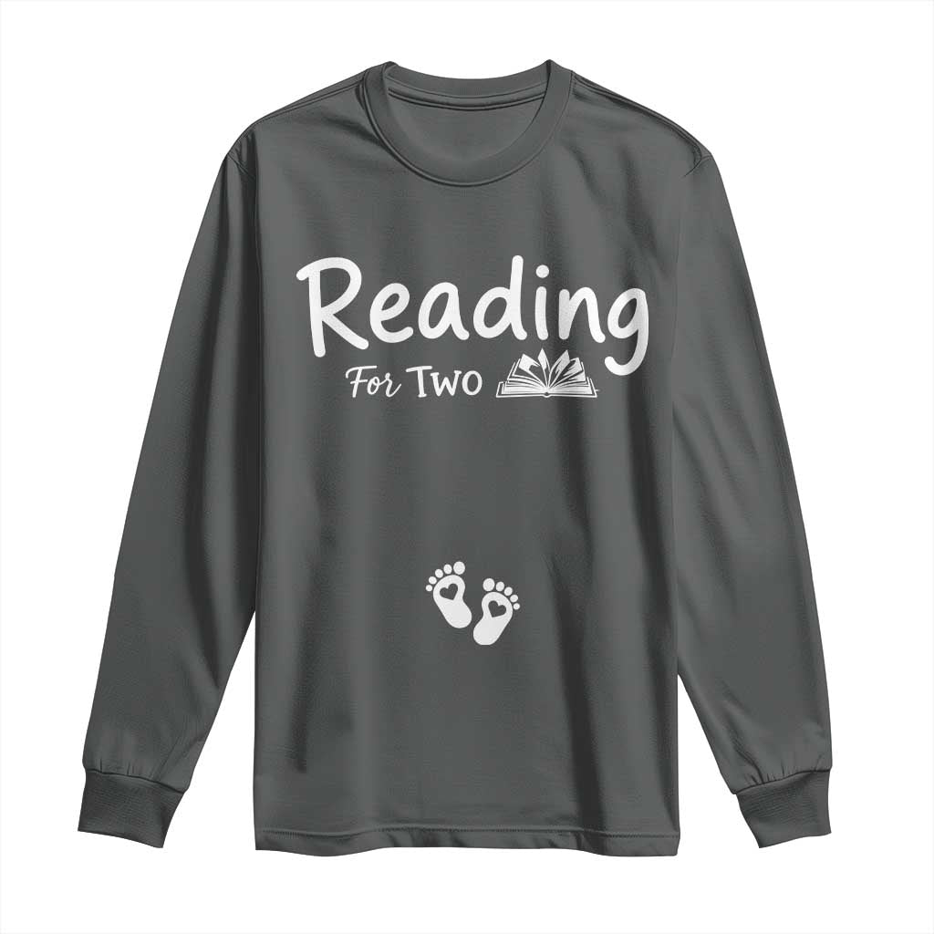 Pregnancy Announcement For Book Lovers Long Sleeve Shirt Reading For Two TS12 Dark Heather Print Your Wear