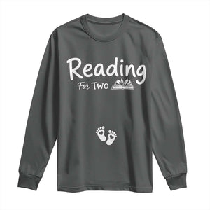 Pregnancy Announcement For Book Lovers Long Sleeve Shirt Reading For Two TS12 Dark Heather Print Your Wear
