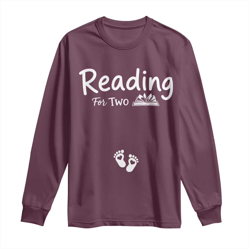 Pregnancy Announcement For Book Lovers Long Sleeve Shirt Reading For Two TS12 Maroon Print Your Wear