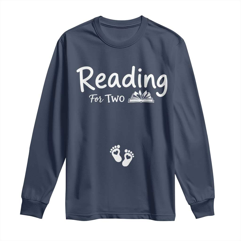 Pregnancy Announcement For Book Lovers Long Sleeve Shirt Reading For Two TS12 Navy Print Your Wear
