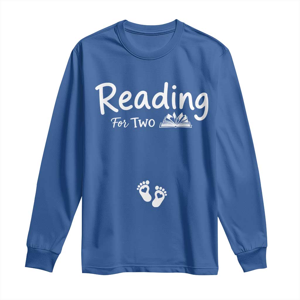 Pregnancy Announcement For Book Lovers Long Sleeve Shirt Reading For Two TS12 Royal Blue Print Your Wear