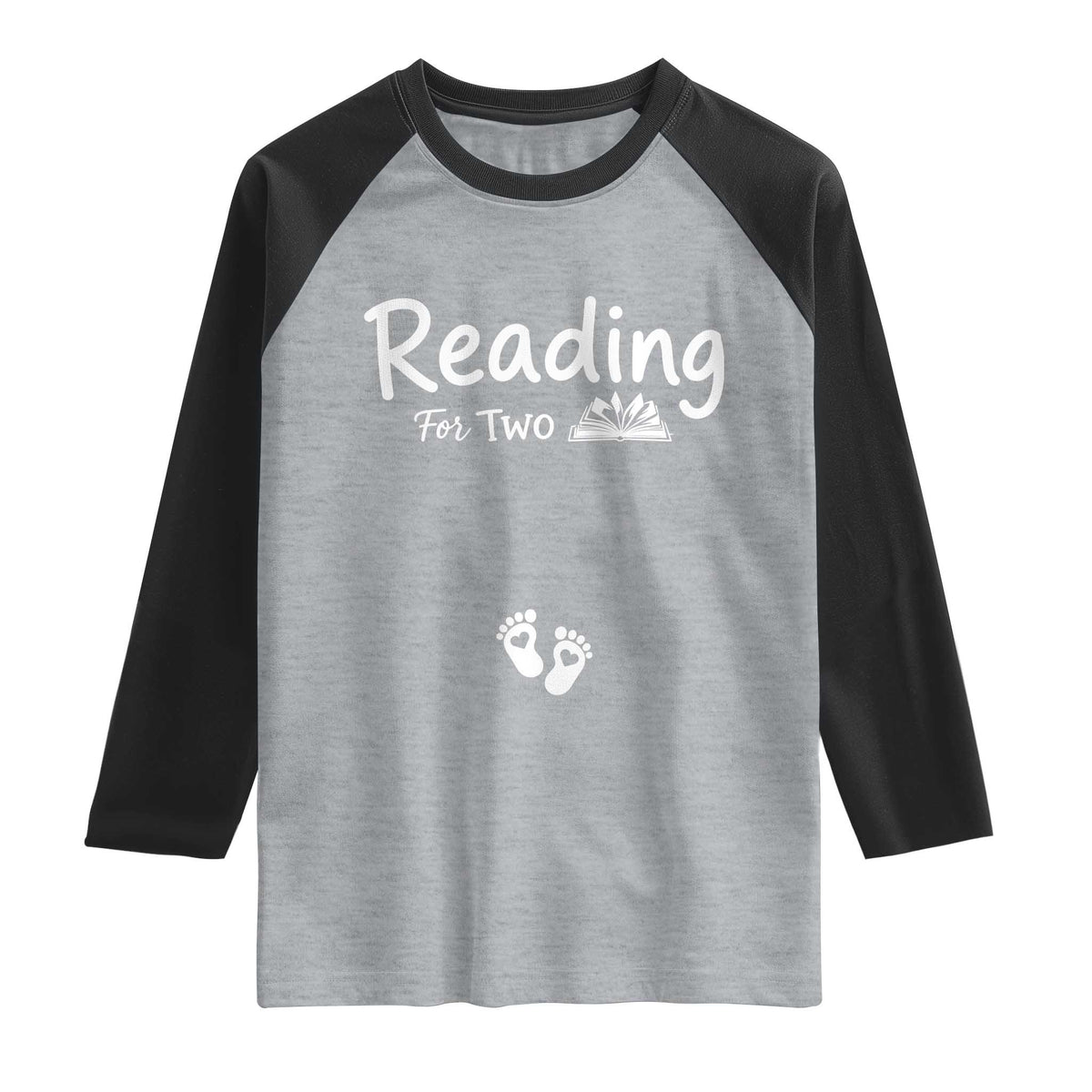 Pregnancy Announcement For Book Lovers Raglan Shirt Reading For Two TS12 Heather Gray Black Print Your Wear