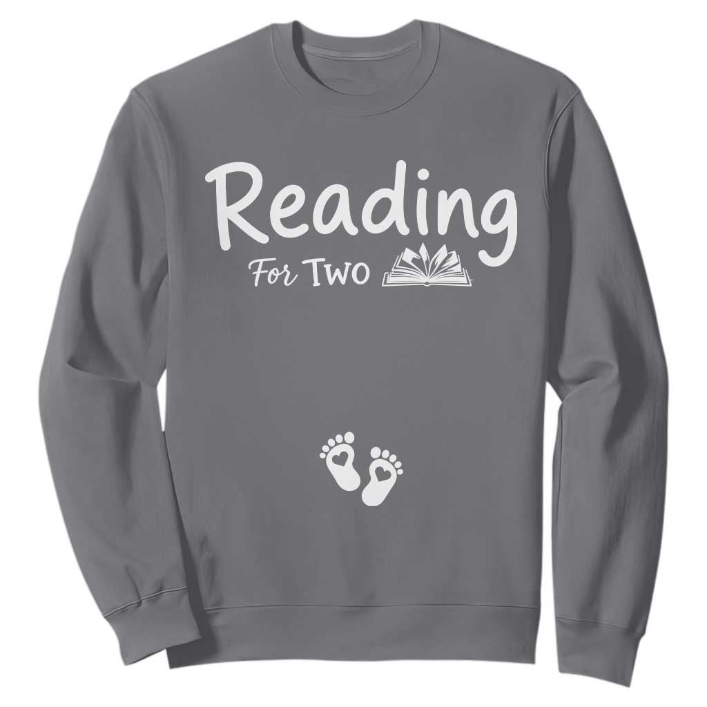 Pregnancy Announcement For Book Lovers Sweatshirt Reading For Two TS12 Charcoal Print Your Wear