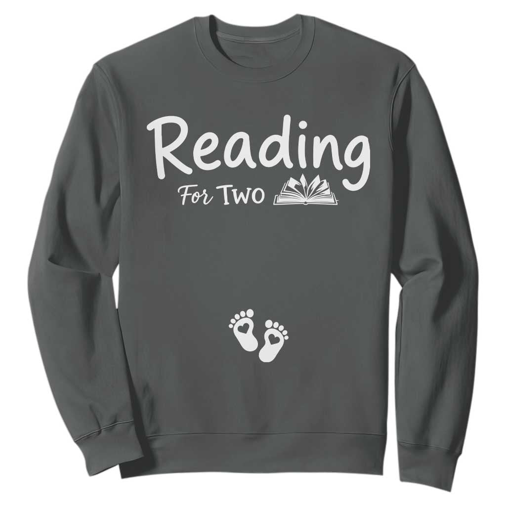 Pregnancy Announcement For Book Lovers Sweatshirt Reading For Two TS12 Dark Heather Print Your Wear
