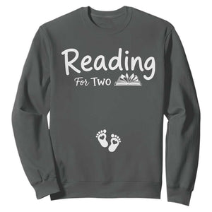 Pregnancy Announcement For Book Lovers Sweatshirt Reading For Two TS12 Dark Heather Print Your Wear