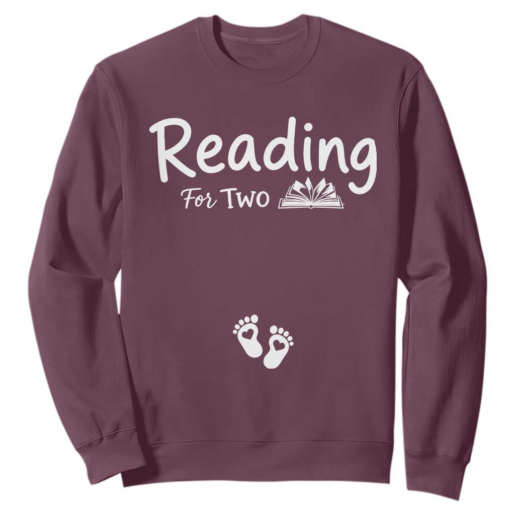 Pregnancy Announcement For Book Lovers Sweatshirt Reading For Two TS12 Maroon Print Your Wear
