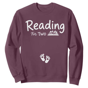 Pregnancy Announcement For Book Lovers Sweatshirt Reading For Two TS12 Maroon Print Your Wear