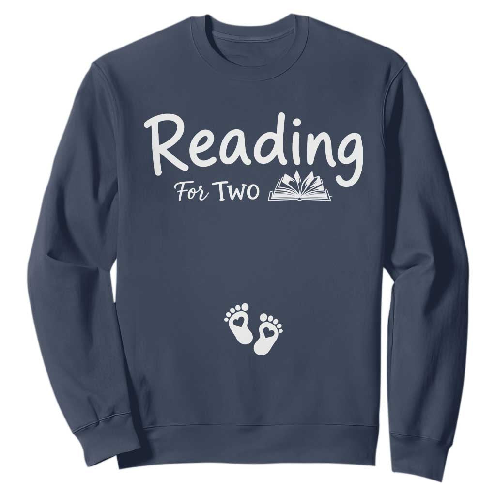Pregnancy Announcement For Book Lovers Sweatshirt Reading For Two TS12 Navy Print Your Wear