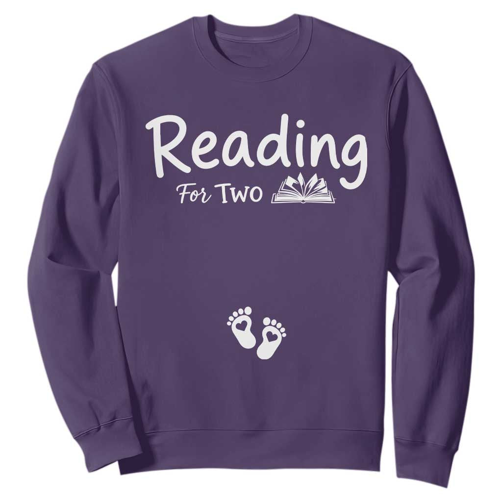 Pregnancy Announcement For Book Lovers Sweatshirt Reading For Two TS12 Purple Print Your Wear