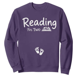 Pregnancy Announcement For Book Lovers Sweatshirt Reading For Two TS12 Purple Print Your Wear