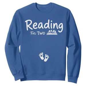Pregnancy Announcement For Book Lovers Sweatshirt Reading For Two TS12 Royal Blue Print Your Wear