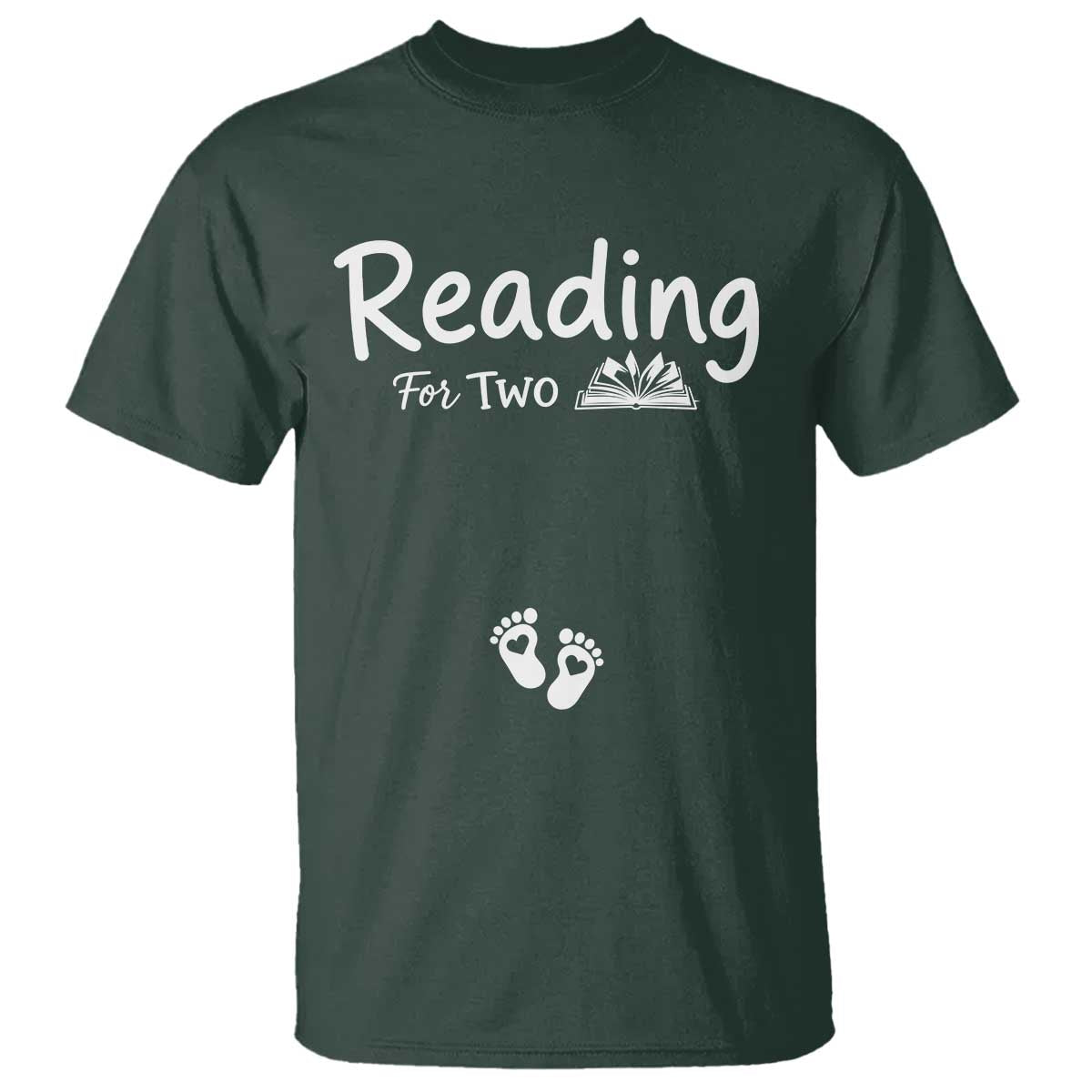 Pregnancy Announcement For Book Lovers T Shirt Reading For Two TS12 Dark Forest Green Print Your Wear